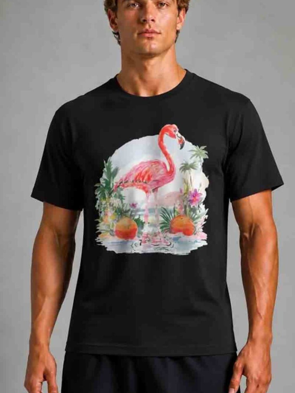 Nike Jordan Black Flamingo Graphic T-Shirt Cotton Men's HJ2399-010 Size Large